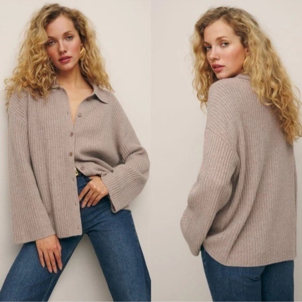 Reformation Taupe Cardigan Sweater